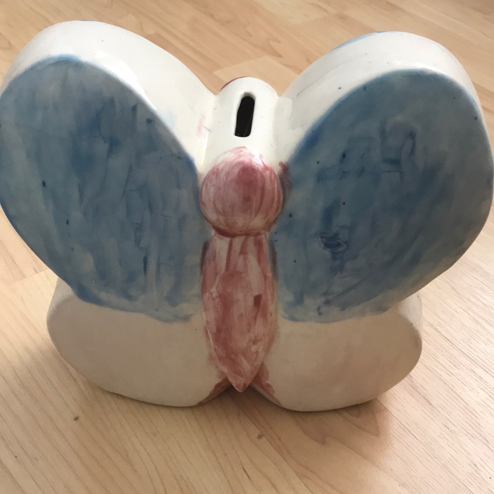 Large Handmade Butterfly Ceramic Coin Bank